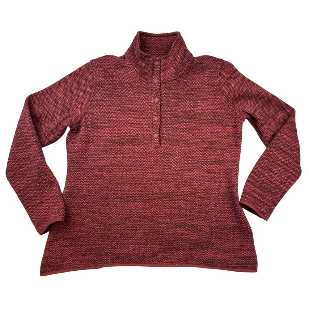 Orvis Womens XL Red‎ Space Dye Quarter Snap Fleece Lined Pullover gropcore cabin